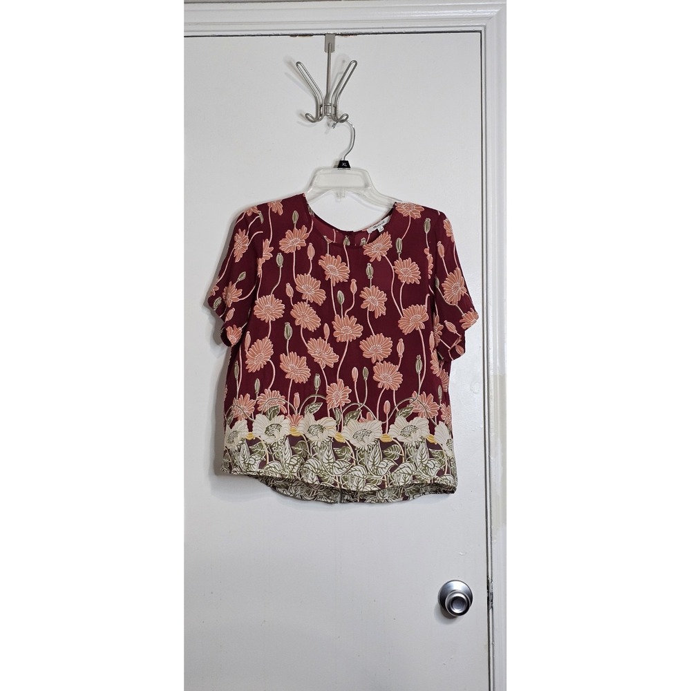 Madewell Women's Oversized Silk Blouse Button Back Detail Sunflowers Size Medium